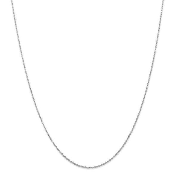 0.7mm 10k White Gold Solid Cable Rope Chain Necklace, 18 Inch - Picture 3 of 8